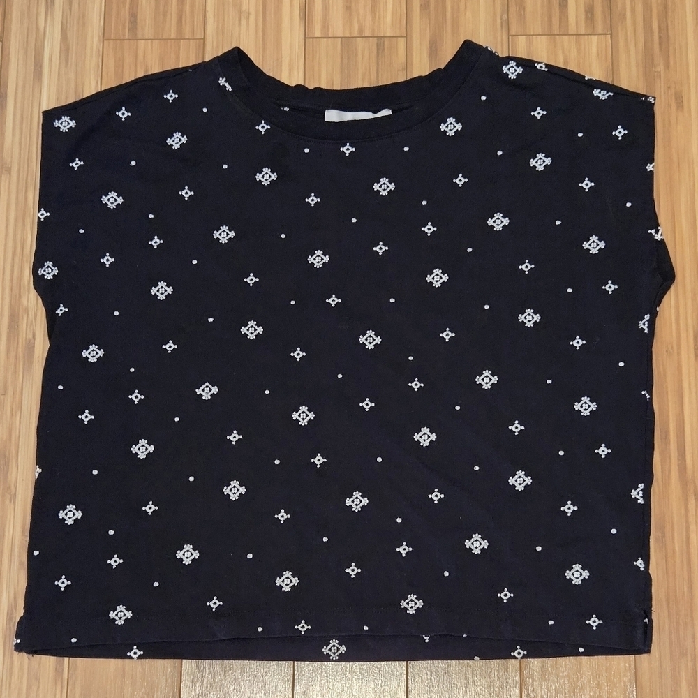Loft Black and White Patterned Top